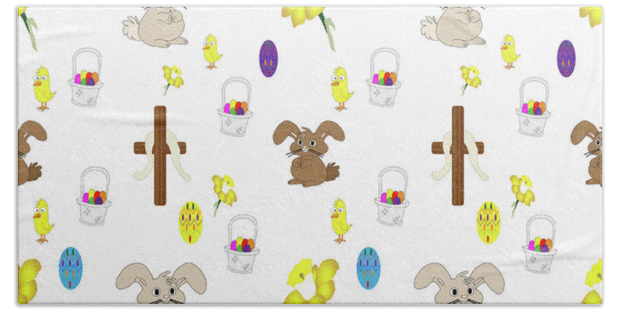 Illustration Hand Towel featuring the photograph Easter seamless pattern by Karen Foley