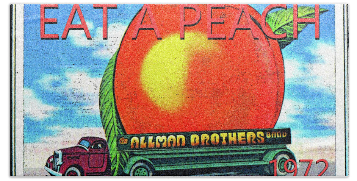 Eat A Peach Album 1972 Bath Towel featuring the mixed media Eat a peach 1972 ABB by David Lee Thompson