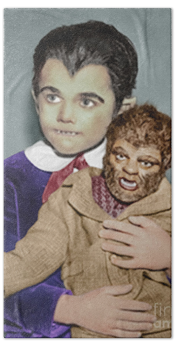 Eddie Munster Hand Towel featuring the photograph Eddie Munster and his werewolf by Franchi Torres