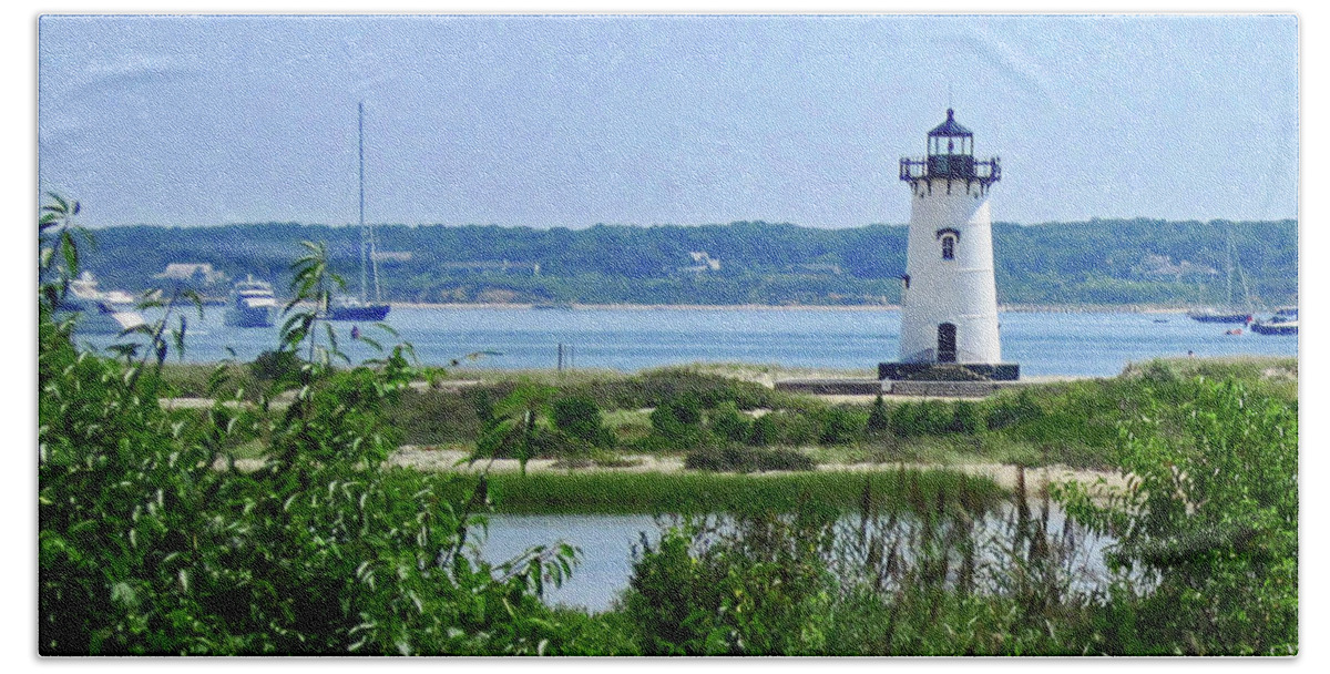 Landscape Bath Towel featuring the photograph Edgartown Lighthouse 300				 by Sharon Williams Eng