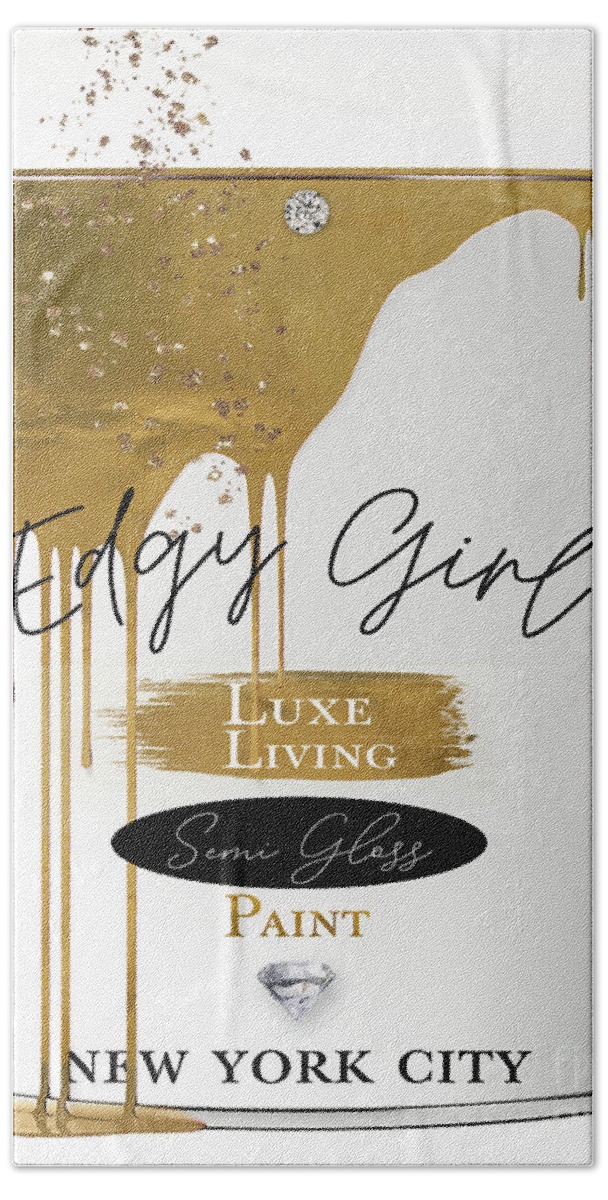 Gold Paint Hand Towel featuring the painting Edgy Girl Gold Fashion Paint by Mindy Sommers