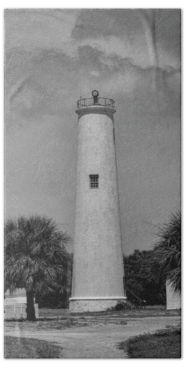 Photo For Sale Hand Towel featuring the photograph Egmont Key Lighthouse in Monochrome by Robert Wilder Jr