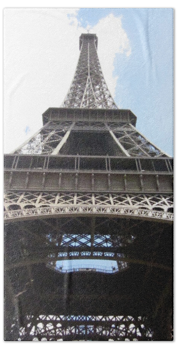 Eiffel Tower Hand Towel featuring the photograph Eiffel from below by Lisa Mutch