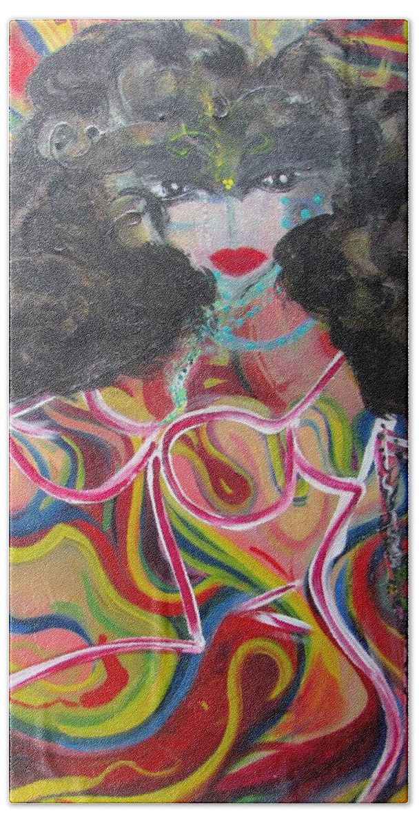 Psychedelic Bath Towel featuring the painting Electric Lady by Leslie Porter