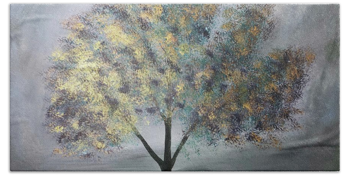 Tree Bath Towel featuring the painting Elegant Tree by Stacey Zimmerman