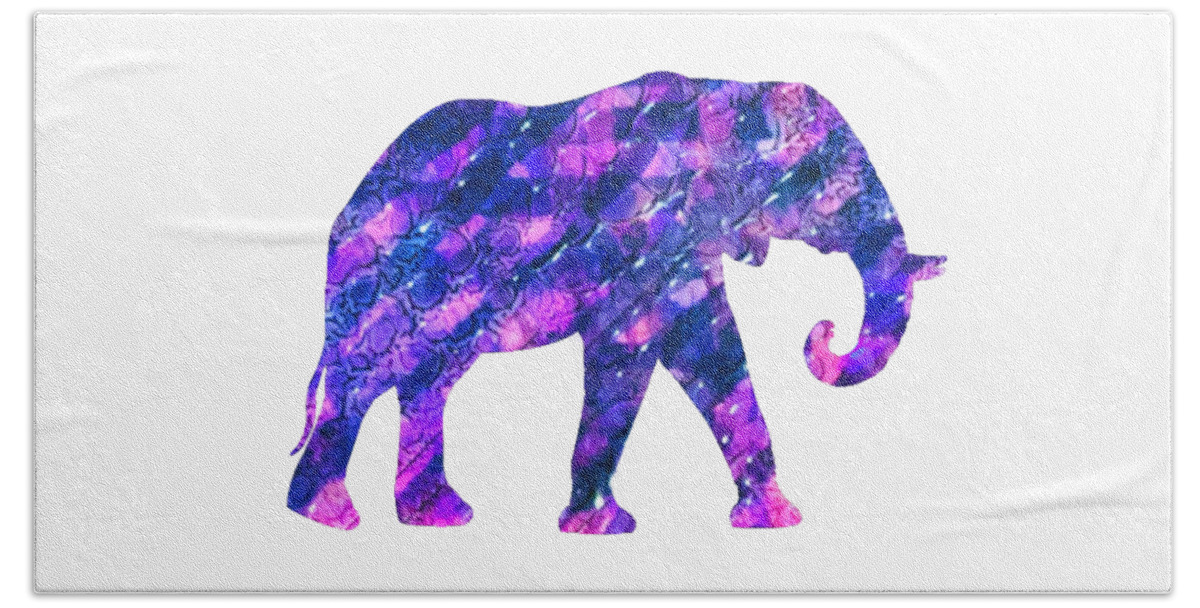 Elephant Bath Towel featuring the mixed media Elephant Silhouette 4 by Eileen Backman