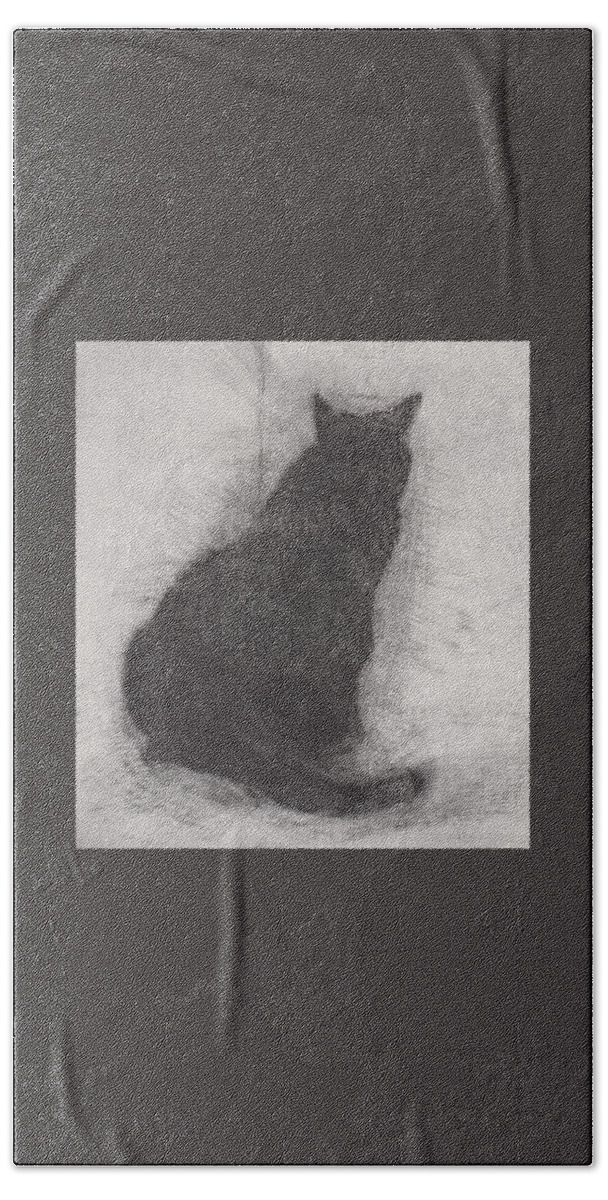 Cat Hand Towel featuring the drawing Ellen Peabody Endicott - etching - cropped version by David Ladmore
