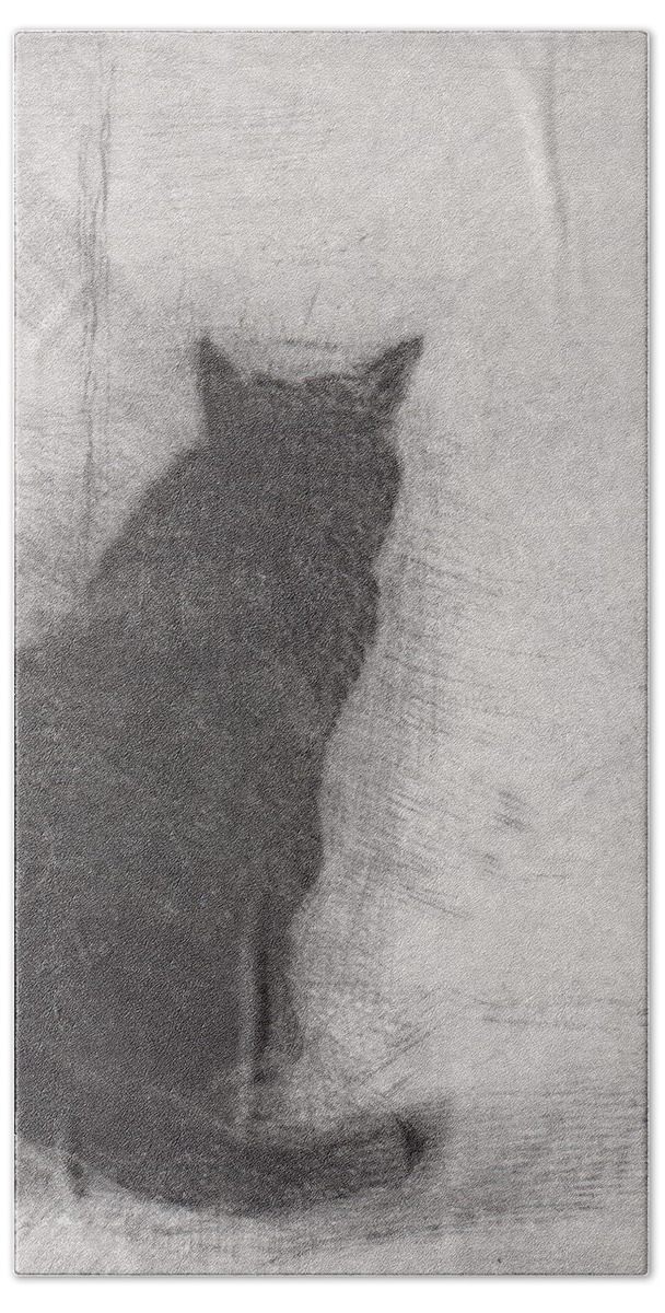 Cat Bath Towel featuring the drawing Ellen Peabody Endicott - etching by David Ladmore
