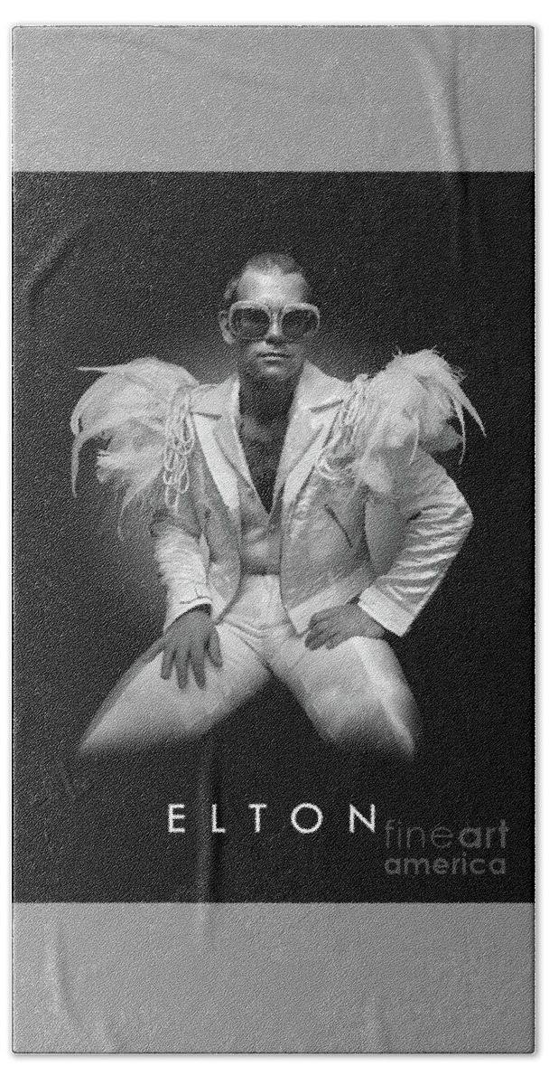Elton John Hand Towel featuring the digital art Elton John by Bo Kev