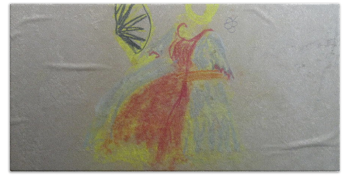  Bath Towel featuring the drawing Emily fanning herself by AJ Brown