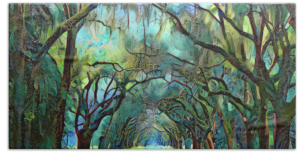 Trees Hand Towel featuring the digital art Entering the Enchanted Forest by Dave Lee
