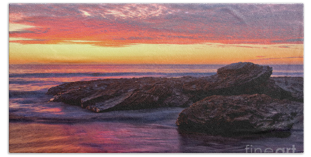 First Bath Towel featuring the photograph End Of The First Sunset of 2020 by Eddie Yerkish