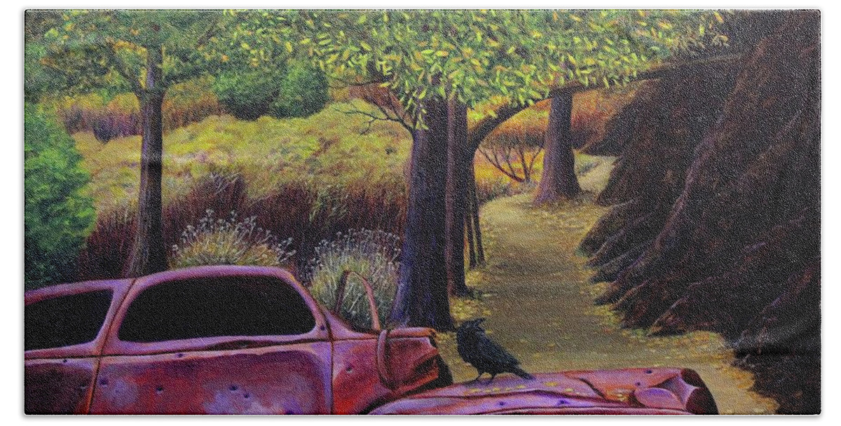 Kim Mcclinton Hand Towel featuring the painting End of the Road by Kim McClinton