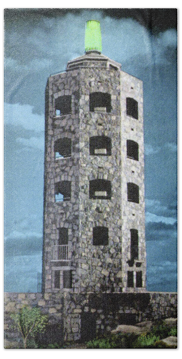 Duluth Hand Towel featuring the photograph Enger Tower at Night, Duluth by Zenith City Press