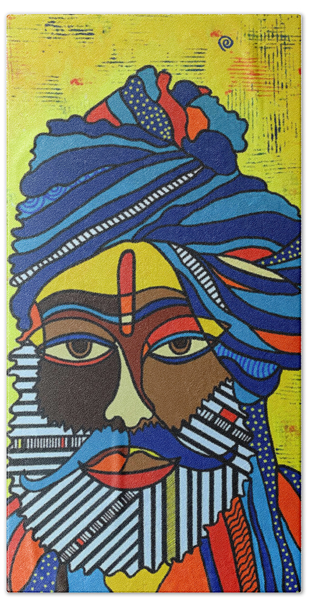 Indian Cubism Hand Towel featuring the painting Enlightened 2 by Raji Musinipally