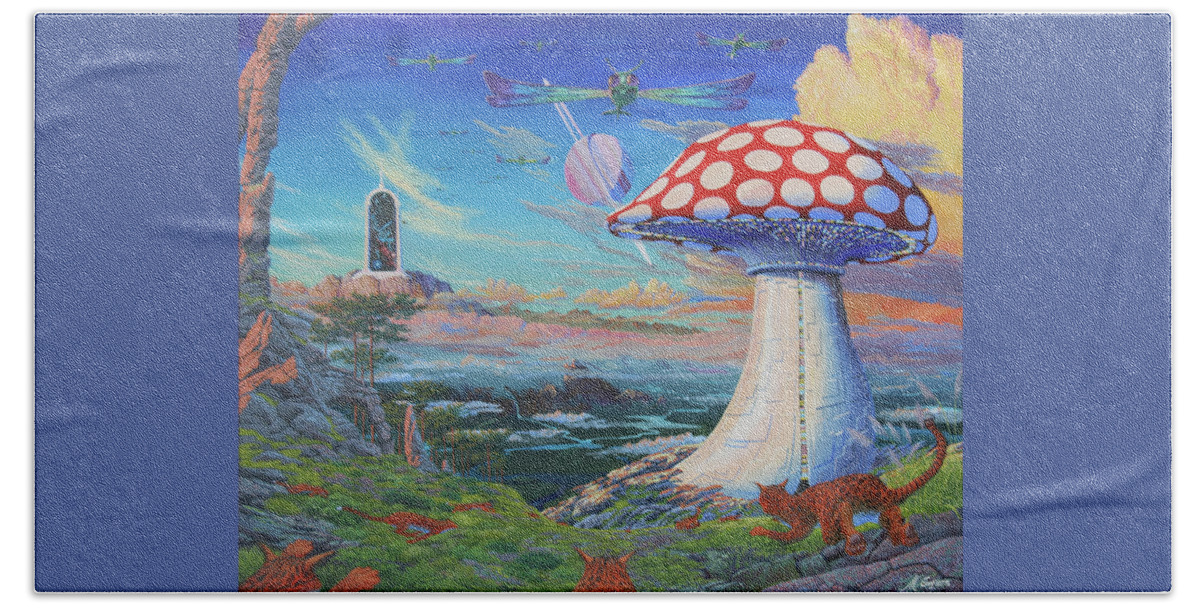 Spaceship Bath Towel featuring the painting Entrance by Michael Goguen