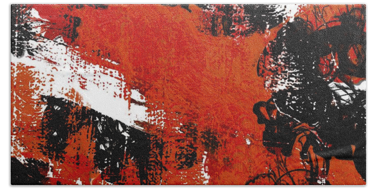 Red And Black Bath Towel featuring the painting Epiphany II by Bonnie Bruno