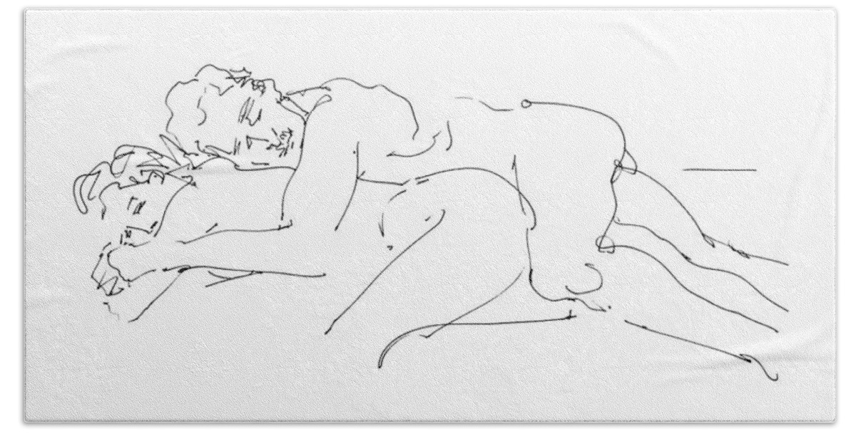 Erotic Renderings Bath Towel featuring the drawing Erotic Art Drawings 2 by Gordon Punt