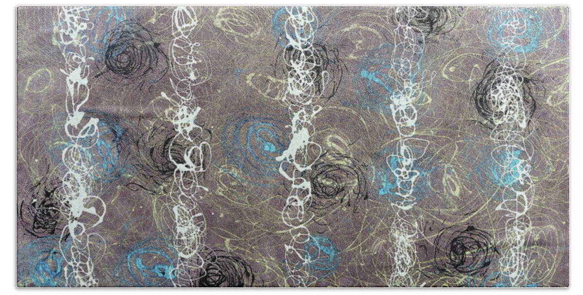 Abstract Hand Towel featuring the painting Ethereal Vortices by Michael Lightsey