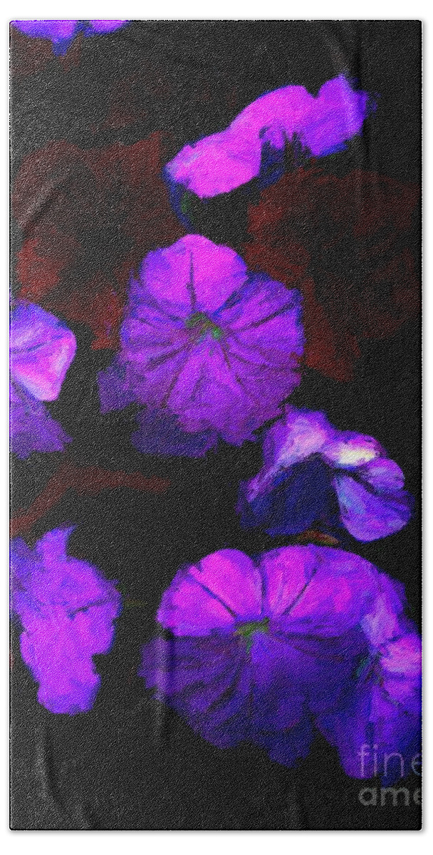 Flowers Hand Towel featuring the digital art Evening flower blossoms by Aurelia Schanzenbacher