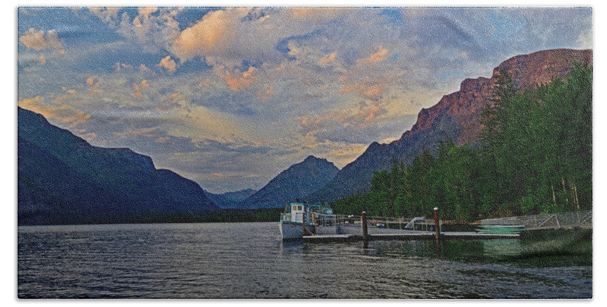 Landscapes Bath Towel featuring the photograph Evening Sky over Lake McDonald - Glacier National Park by Amazing Action Photo Video