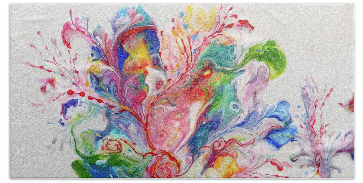 Rainbow Colors Hand Towel featuring the painting Ever Growing by Deborah Erlandson