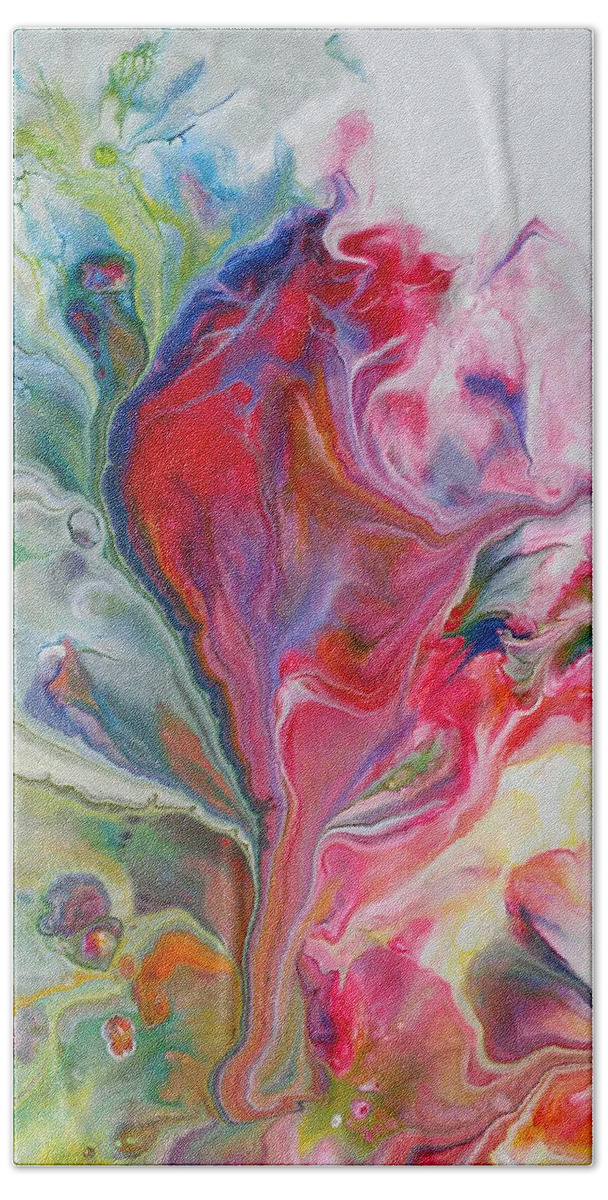 Abstract Bath Towel featuring the painting Evolve 1 by Deborah Erlandson