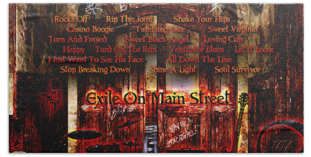Exile On Main Street Bath Towel featuring the digital art Exile On Main Street by Michael Damiani