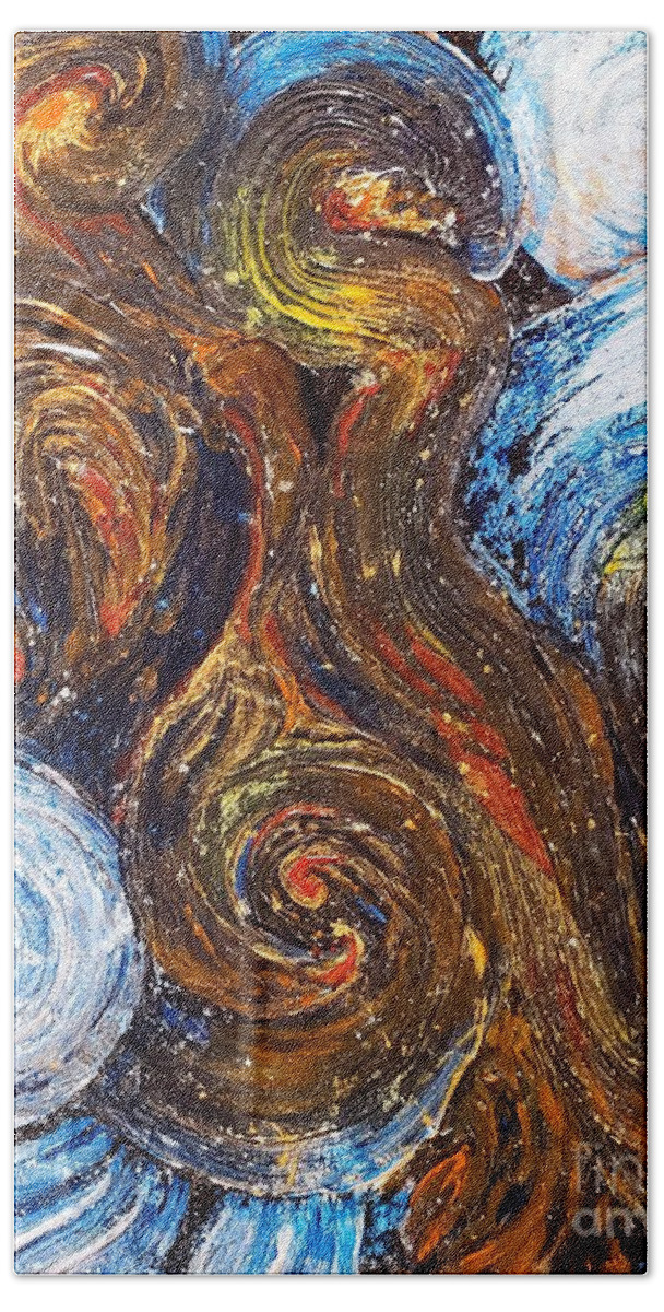 Exoplanet Bath Towel featuring the painting Exoplanet #3 Vortices of Fire and Ice by Merana Cadorette