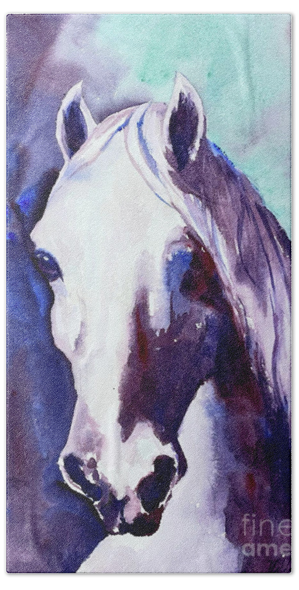 Horse Hand Towel featuring the painting Expressionistic Horse by Hilda Vandergriff