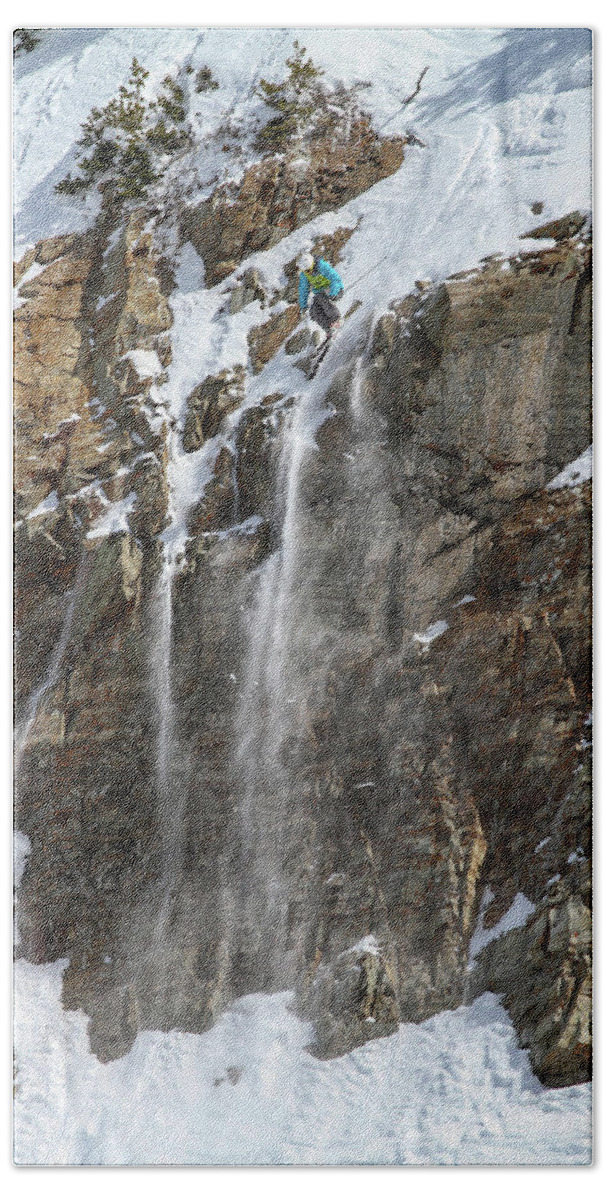 Utah Bath Towel featuring the photograph Extreme Competition Skier - Snowbird, Utah - IMG_9912e by Brett Pelletier