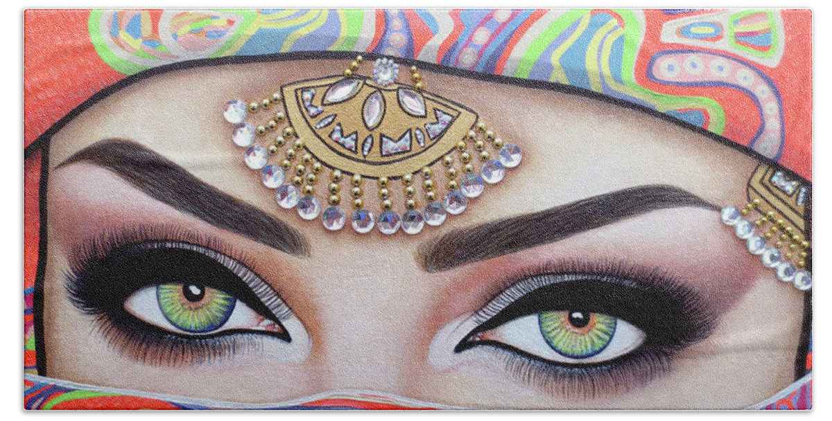 Art Bath Towel featuring the painting Eyes That Pierce The Soul by Malinda Prud'homme
