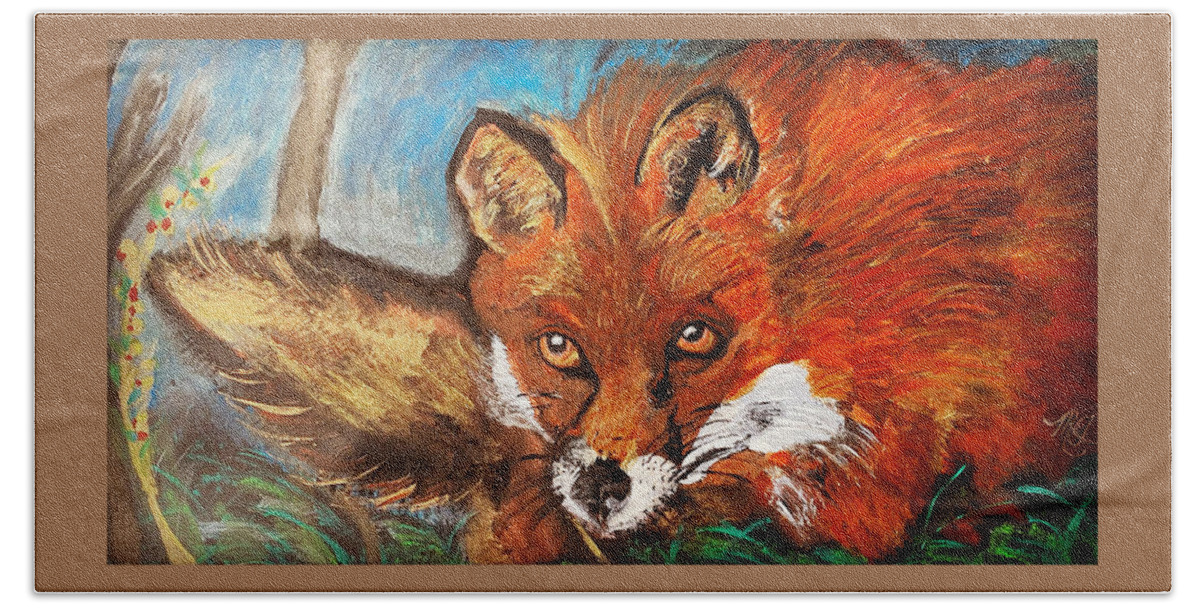 Fox Hand Towel featuring the painting Fantastic Mr. Fox by Melody Fowler