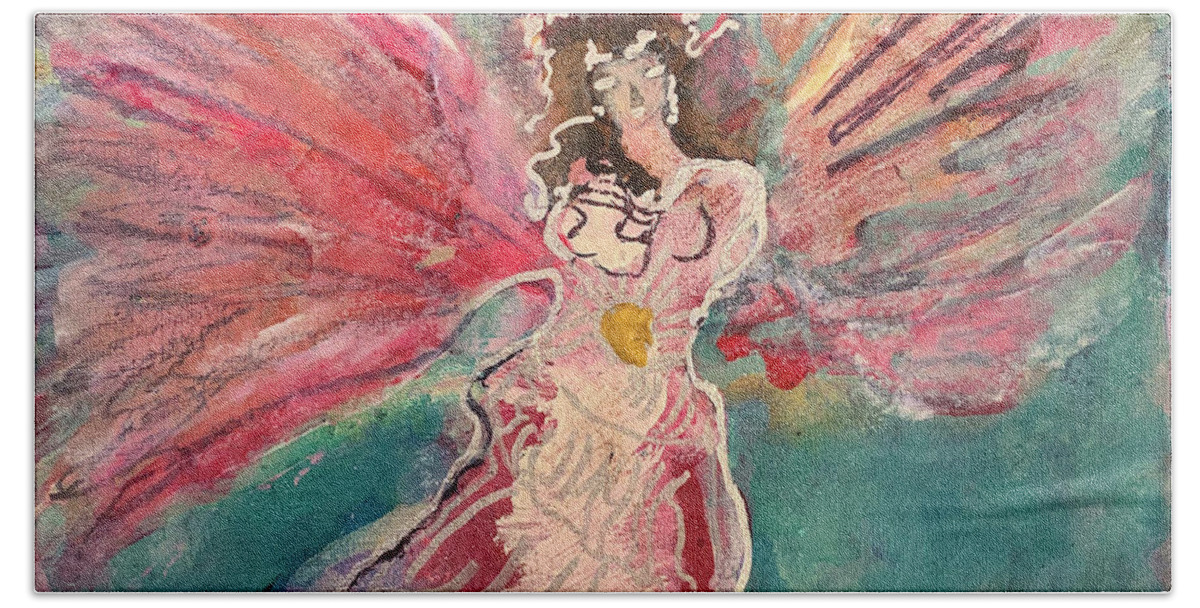 Fairy Hand Towel featuring the painting Fairy Angel by Leslie Porter