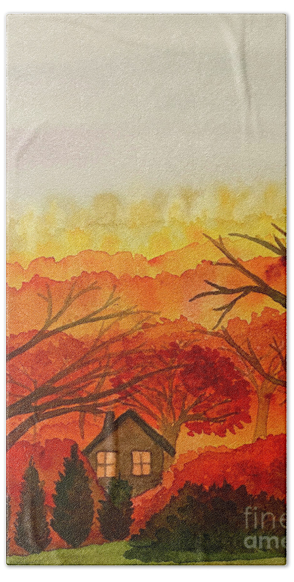Fall Colors Bath Towel featuring the painting Fall Colors by Lisa Neuman