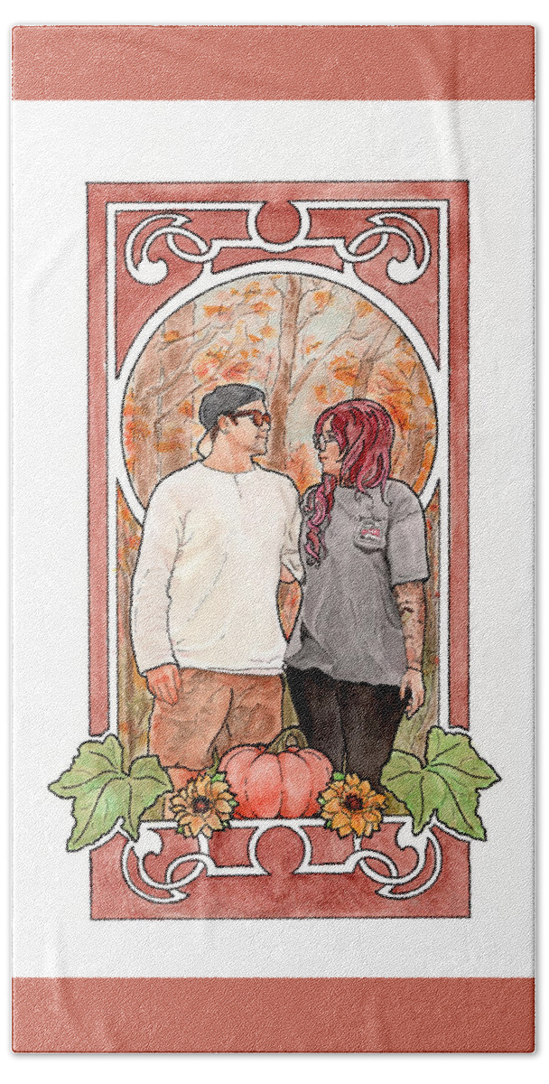 Love Hand Towel featuring the painting Fall Embrace by Tiffany DiGiacomo
