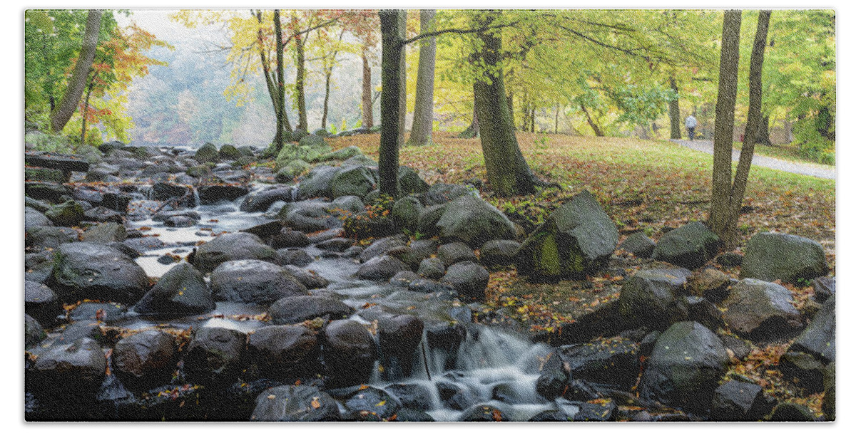 Autumn Bath Towel featuring the photograph Falling Waters 2 by Kevin Suttlehan