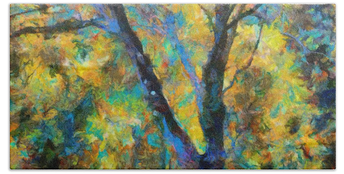 Fall Bath Towel featuring the mixed media Fallscape by Christopher Reed