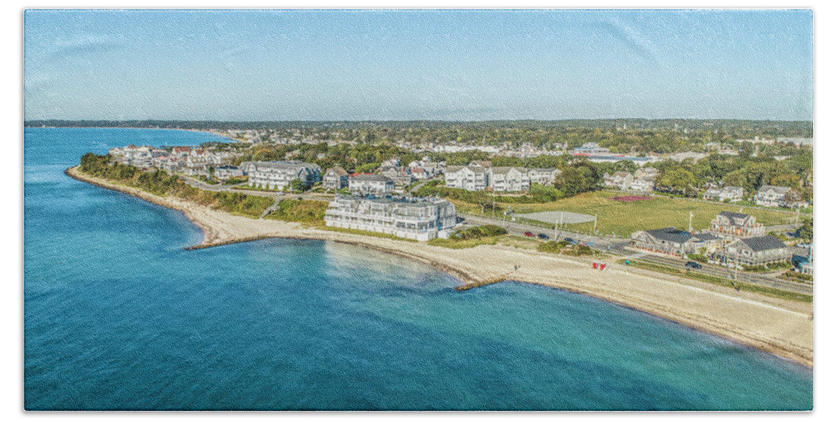 Falmouth Heights Hand Towel featuring the photograph Falmouth Heights by Veterans Aerial Media LLC
