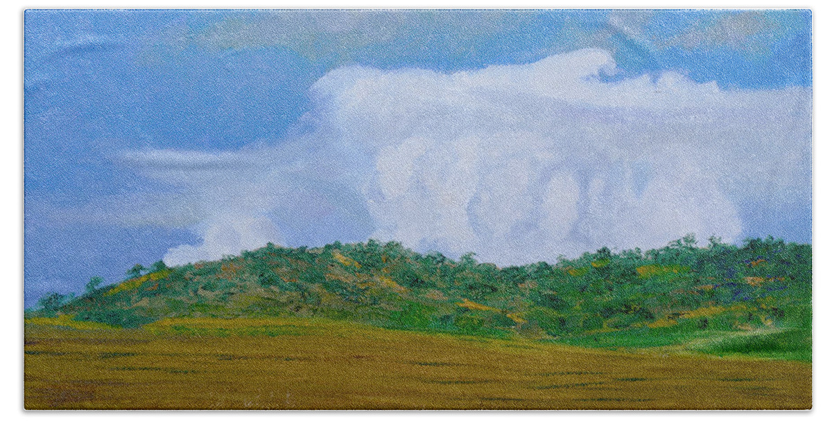 Clouds Bath Towel featuring the painting Fantastic Clouds Over Cudgewa Valley by Dai Wynn