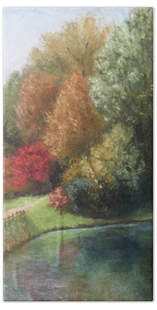 Landscape Bath Towel featuring the painting Fantastic Fall by Joe Bergholm