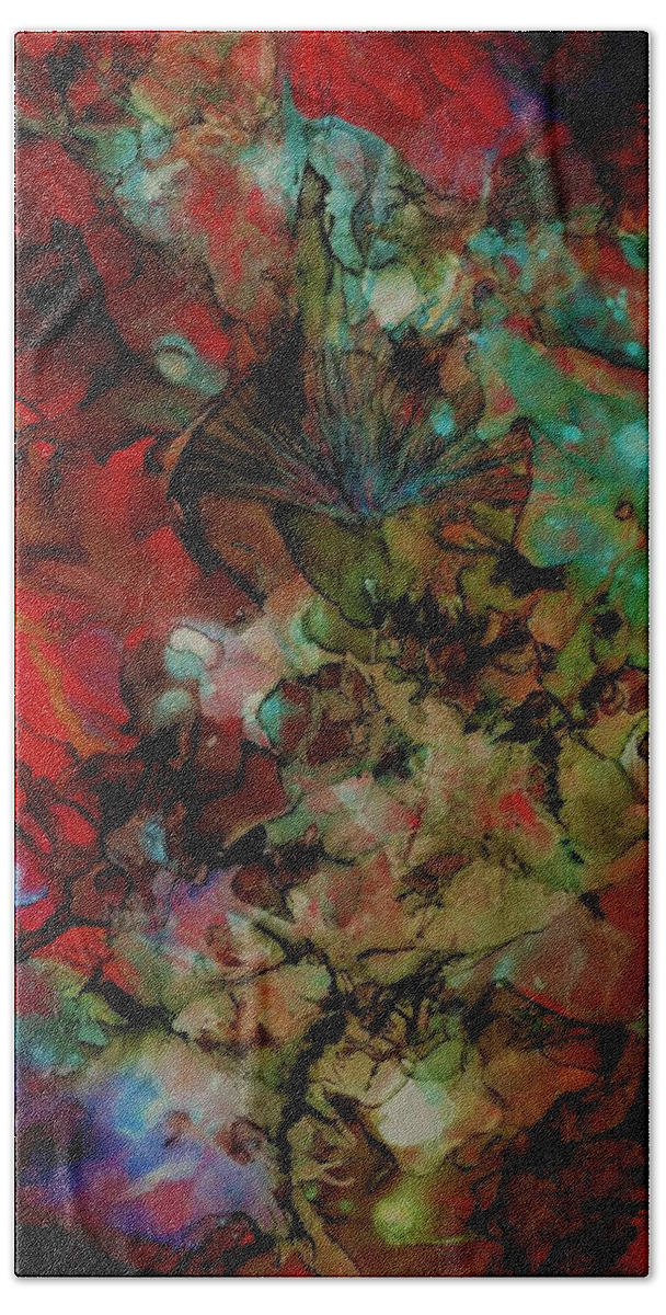 Alcohol Ink Bath Towel featuring the painting Fearless by Angela Marinari