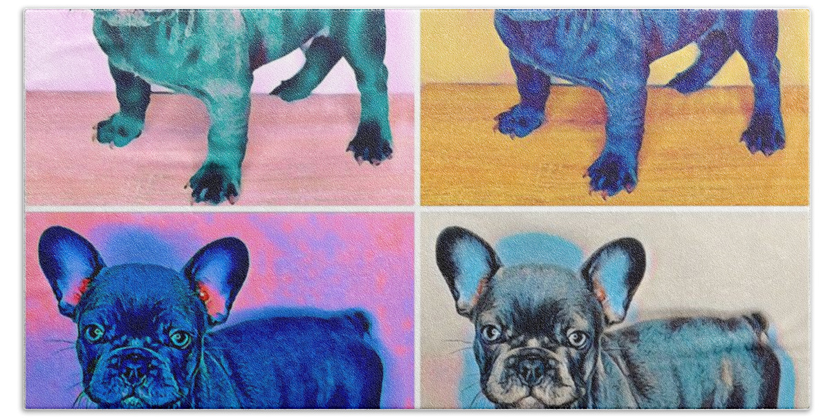 Blue French Bulldog. Frenchie. Dog. Pet. Animals. Bath Towel featuring the photograph Feeling Bully by Denise Railey