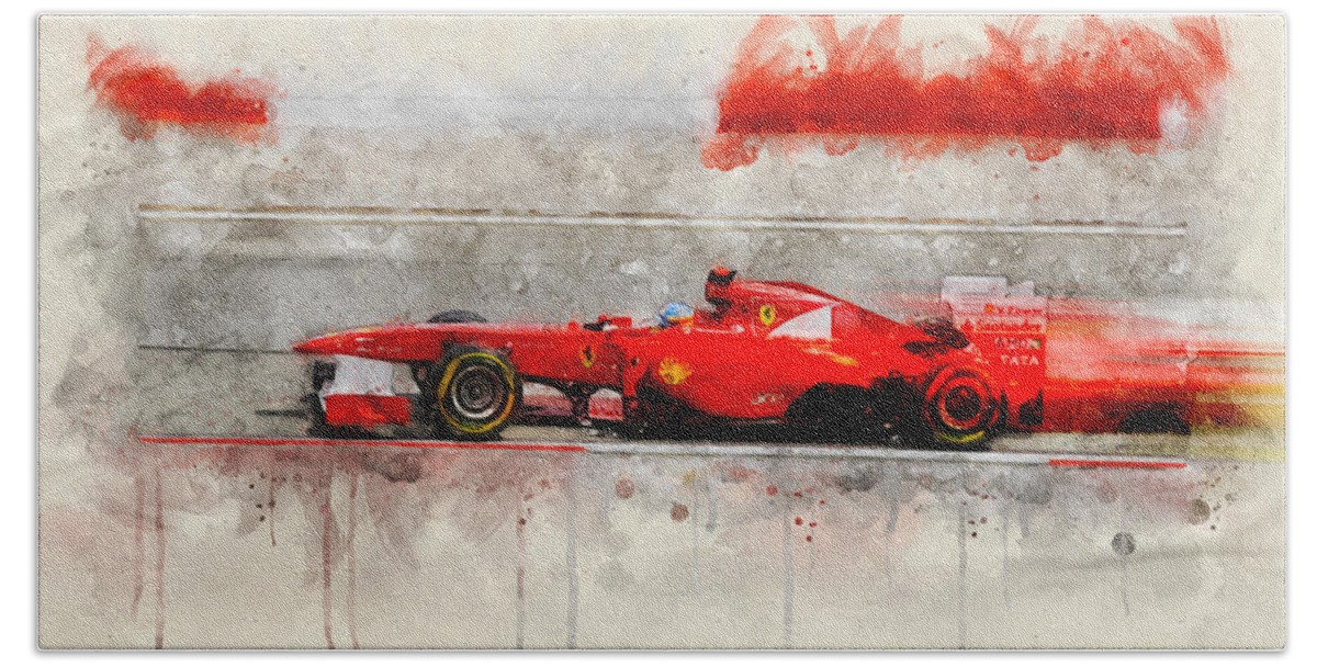 Formula 1 Bath Towel featuring the digital art Ferrari F1 2011 by Geir Rosset