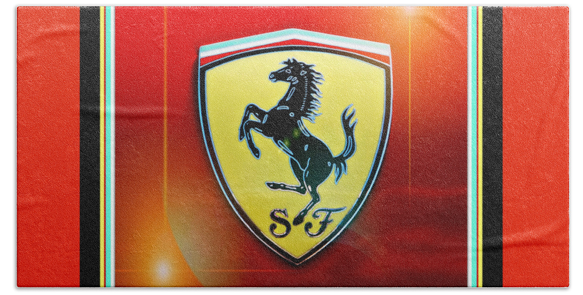 Logo Bath Towel featuring the photograph Ferrari's Dancing Stallion by Marilyn DeBlock