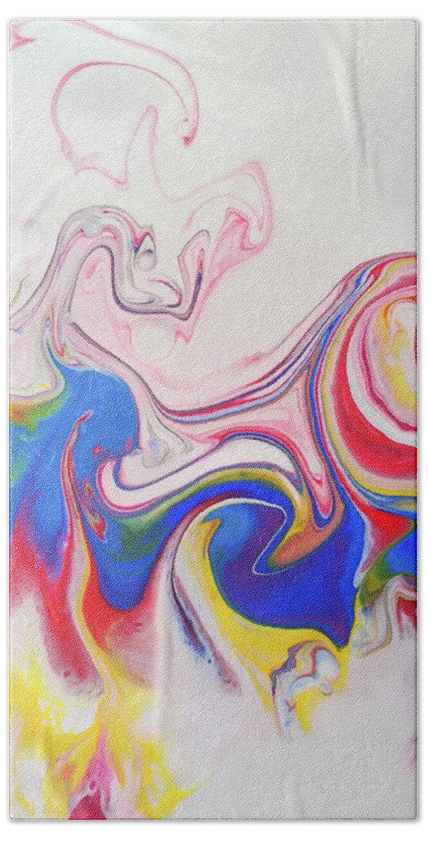 Rainbow Colors Hand Towel featuring the painting Festival by Deborah Erlandson