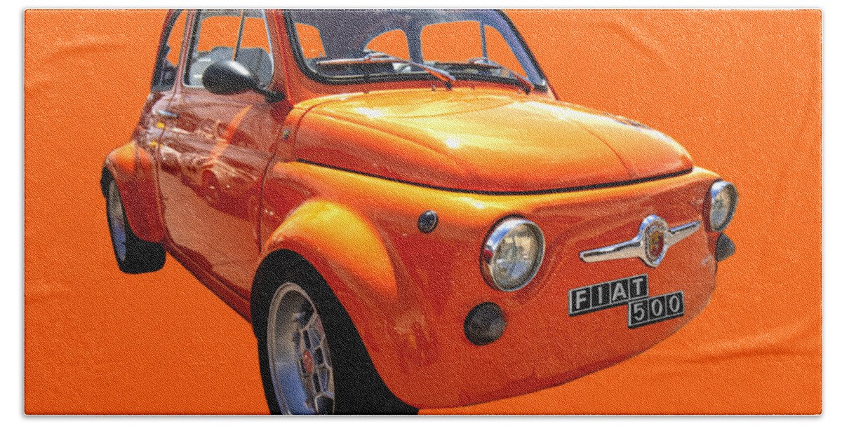Fiat 500 Bath Towel featuring the photograph Fiat 500 Orange by Worldwide Photography