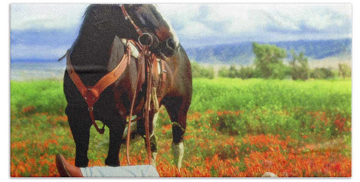Cowgirl Bath Towel featuring the photograph Field Of Dreams by Don Schimmel