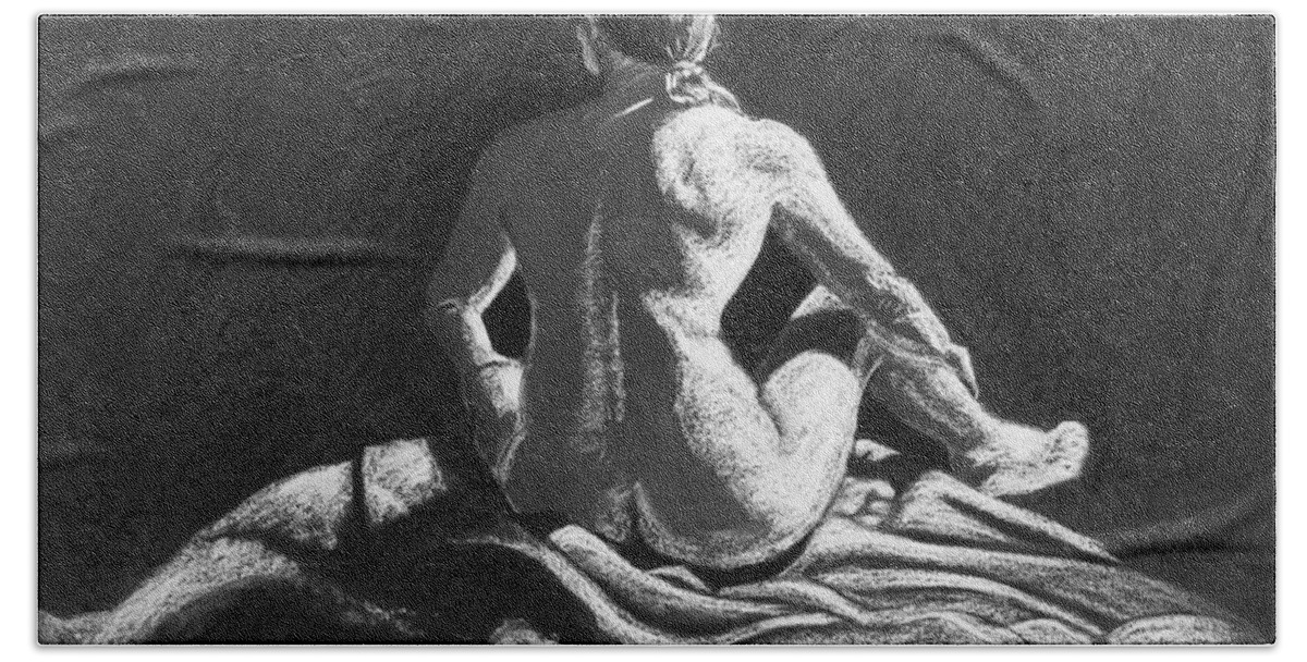 Pastel Bath Towel featuring the pastel Figure Study 7 by Kume Bryant