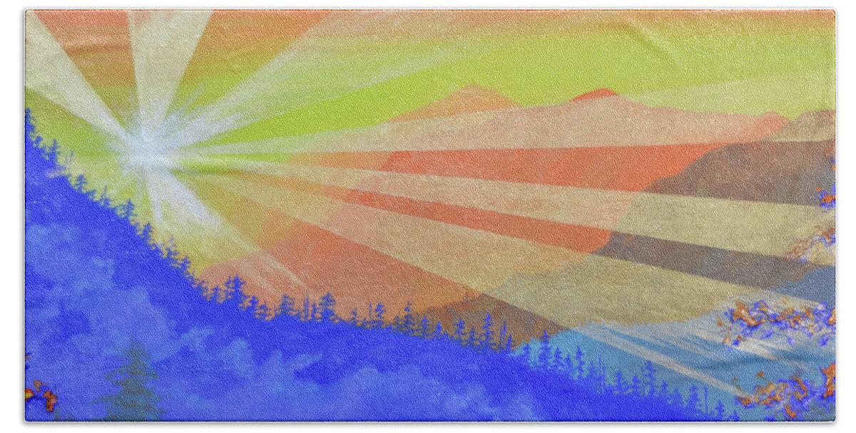 Sunrise Hand Towel featuring the painting Find You Horizon - Fragment by Ashley Wright